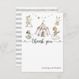 Baby Animal Circus Baby shower Dank u kaart