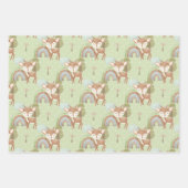 Baby Animal Deer Blue Green Tan Inpakpapier Vel (Voorkant 3)