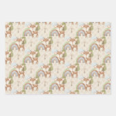 Baby Animal Deer Blue Green Tan Inpakpapier Vel (Voorkant)