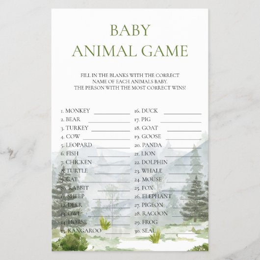 Baby Animal Game Adventure Mountain Baby shower Flyer (Voorkant)