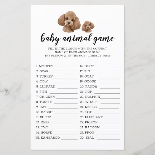 Baby Animal Game Brown Speelgoed Podle Waterverf (Voorkant)