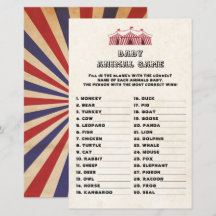 Baby Animal Game Circus Carnival Retro Baby shower