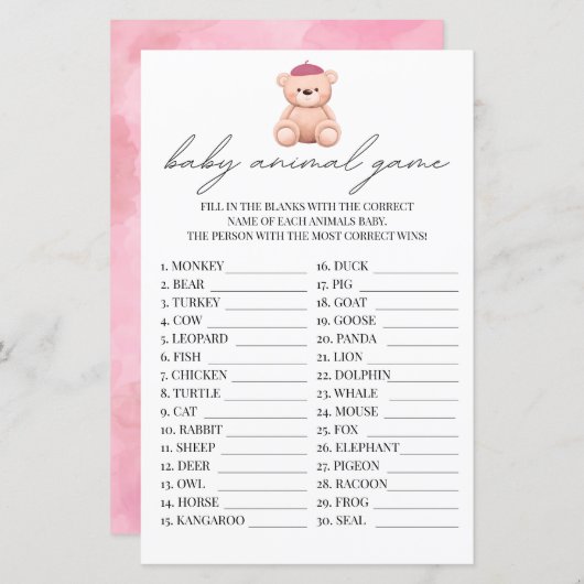 Baby Animal Game Franse Bonjour Bebe Waterverf (Voorkant / Achterkant)