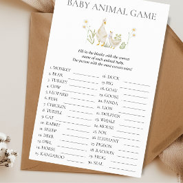 Baby Animal Game Gekke Goose Baby shower Flyer