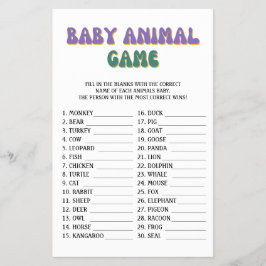 Baby Animal Game Hippie  Retro Baby shower Flyer