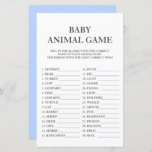 Baby Animal Game Travel Passport Baby shower (Voorkant / Achterkant)