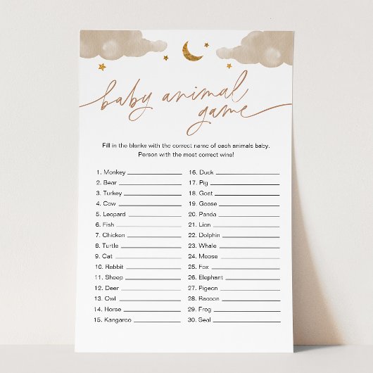 Baby Animal Game Twinkle Little Star-Baby shower