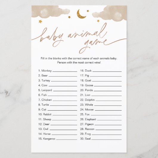 Baby Animal Game Twinkle Little Star-Baby shower (Voorkant)