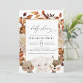 Baby Animal Herfst Animals Floral Baby shower Kaart (Staand voorkant)