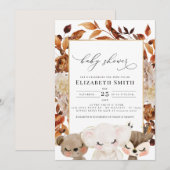 Baby Animal Herfst Animals Floral Baby shower Kaart (Voorkant / Achterkant)