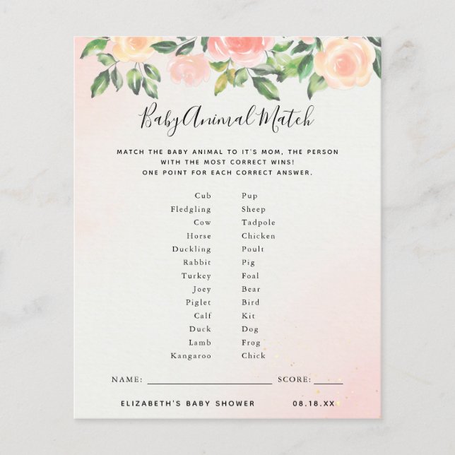 Baby Animal Match | BABY SHOWER (Voorkant)