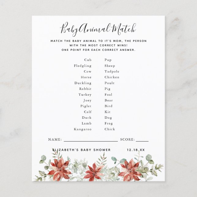 Baby Animal Match | BABY SHOWER (Voorkant)