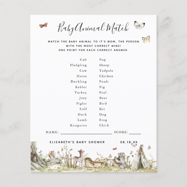 Baby Animal Match | BABY SHOWER (Voorkant)