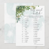 Baby Animal Match Baby shower spel Kaart (Voorkant / Achterkant)