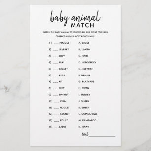 Baby Animal Match Minimalistisch Baby shower