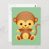Baby Animal Monkey Briefkaart (Voorkant / Achterkant)