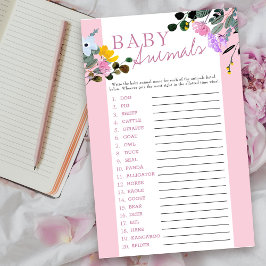 Baby Animal Name Game Wildflower Baby shower Quiz