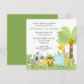 Baby Animal Oerwoud Birthday Invitation Kaart (Voorkant / Achterkant)