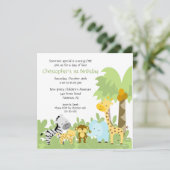 Baby Animal Oerwoud Birthday Invitation Kaart (Staand voorkant)