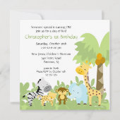 Baby Animal Oerwoud Birthday Invitation Kaart (Voorkant)