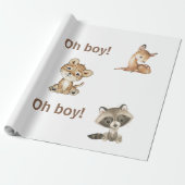 Baby Animal Oh Boy Baby shower Cadeaupapier (Uitgerold)