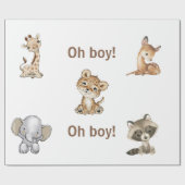 Baby Animal Oh Boy Baby shower Cadeaupapier (Vlak)