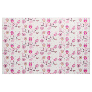 Baby Animal Patroon   Roze pokadots Stof