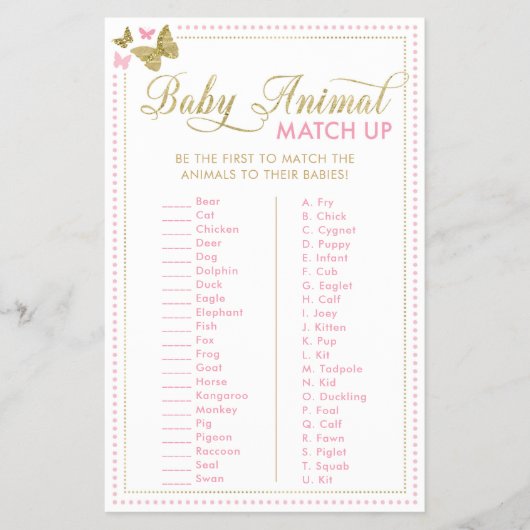 Baby Animal Quiz Baby shower Game Flyer (Voorkant)
