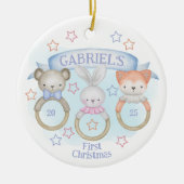 Baby Animal Rattles Baby's eerste kerst Keramisch Ornament (Voorkant)