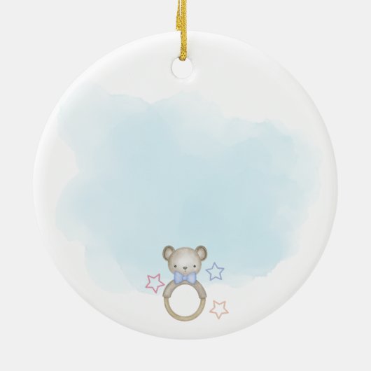 Baby Animal Rattles Baby's eerste kerst Keramisch Ornament (Achterkant)