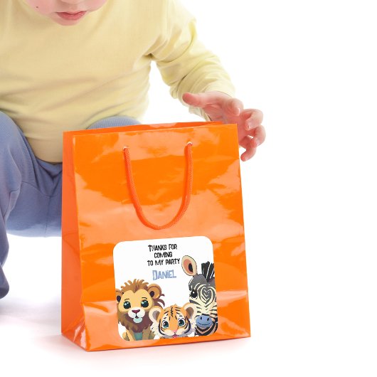 Baby Animal Safari Animal Verjaardagsfeestje Vierkante Sticker