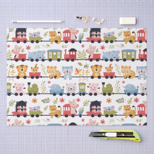 Baby Animal Train Tissuepapier (Craft)