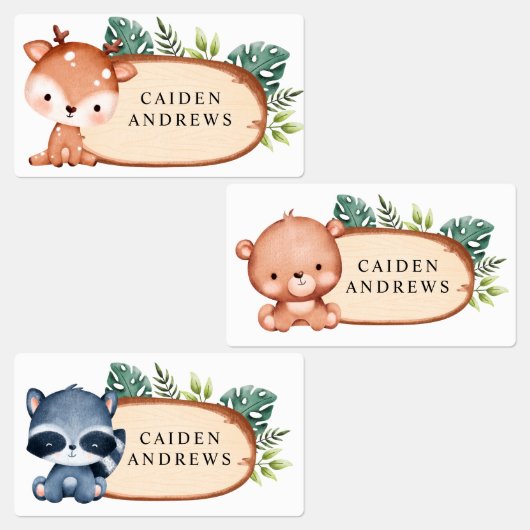 Baby Animal Wood Slice Labels (Groep)