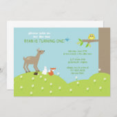 Baby Animal Woodland Uitnodiging (Voorkant / Achterkant)