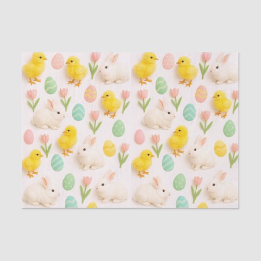  Baby Animals and Easter Eggs Pattern  Tissuepapier (Voorkant)