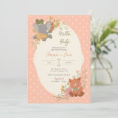 Baby Animals Baby shower Uitnodiging (Staand voorkant)