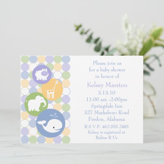 Baby Animals Baby shower Uitnodiging (Staand voorkant)