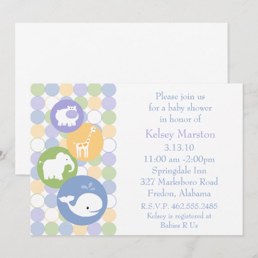 Baby Animals Baby shower Uitnodiging (Voorkant / Achterkant)