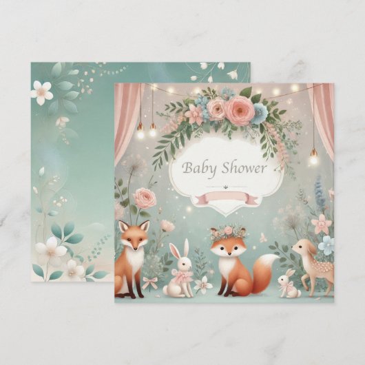 Baby Animals Baby shower Uitnodiging (Voorkant / Achterkant)