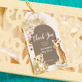 Baby animals boho arch baby shower bedankt cadeaulabel