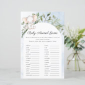 Baby Animals Boy Blue Elephant Baby shower Game (Staand voorkant)