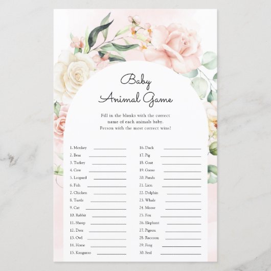 Baby Animals Boy Blue Elephant Baby shower Game (Voorkant)