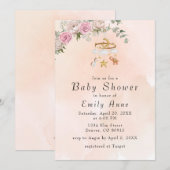 Baby Animals Carrousel Peach Baby shower Invitatio Kaart (Voorkant / Achterkant)