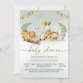 Baby Animals Celebrate Boy Baby shower Invitation Kaart (Voorkant)