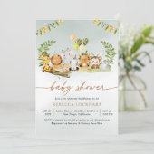 Baby Animals Celebrate Boy Baby shower Invitation Kaart (Staand voorkant)