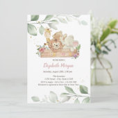 Baby Animals Flowers laten Baby shower uitnodigen Kaart (Staand voorkant)