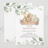 Baby Animals Flowers laten Baby shower uitnodigen Kaart (Voorkant / Achterkant)