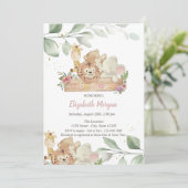 Baby Animals Forest Leaves Baby shower Invitation Kaart (Staand voorkant)
