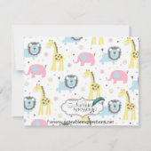 Baby Animals Gele Giraffe Douche Uitnodiging (Achterkant)