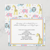 Baby Animals Gele Giraffe Douche Uitnodiging (Voorkant / Achterkant)